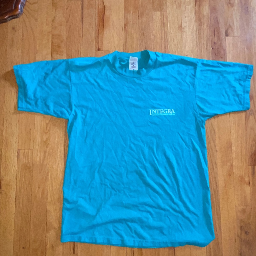 Teal vintage network systems t shirt